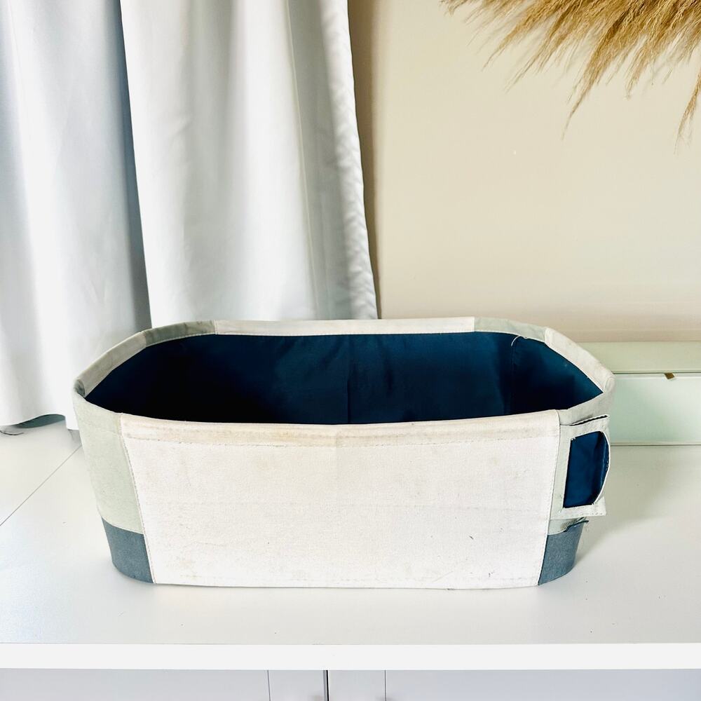 TARGET White Navy Blue Silver Grey Cloth Laundry Hamper Storage Basket Bin